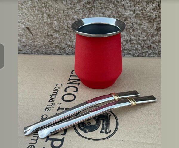 Mate de Acero Térmico con bombilla chata de acero