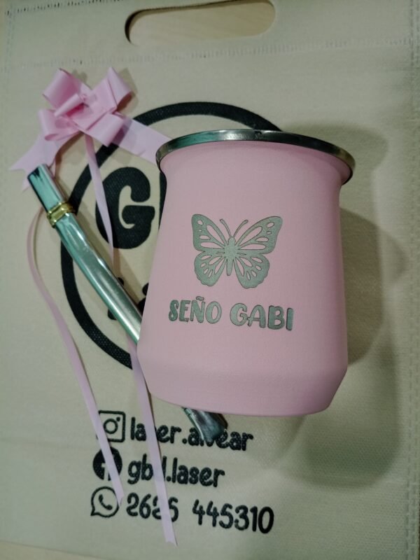 Mate de Acero Térmico con bombilla chata de acero