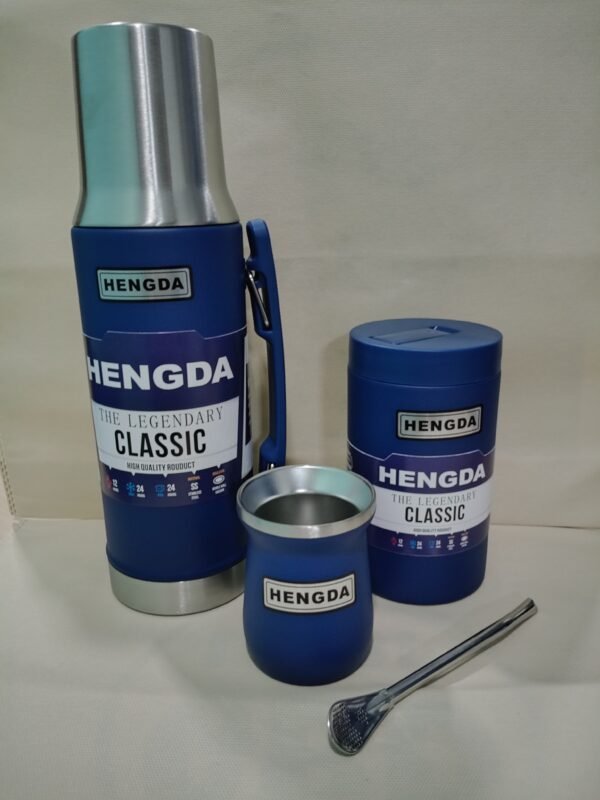 Set Termo system, mate acero, bombilla, una lata